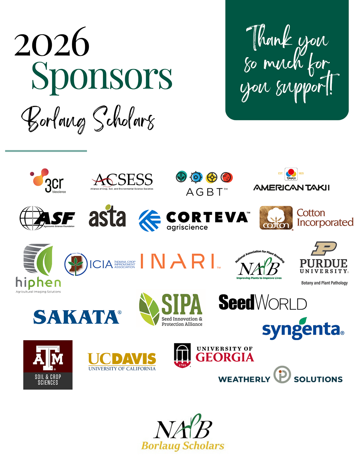 2026 Borlaug Scholars Sponsors